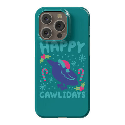 Happy Cawlidays Crow Holiday Parody Phone Case