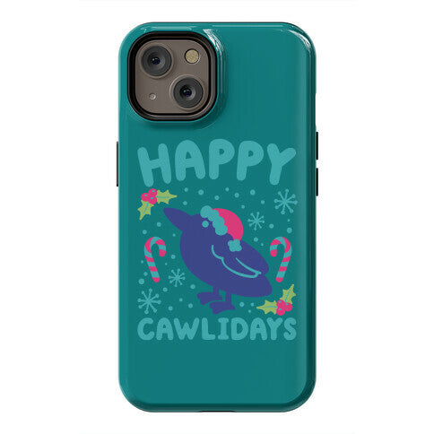 Happy Cawlidays Crow Holiday Parody Phone Case