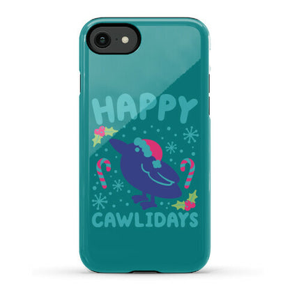 Happy Cawlidays Crow Holiday Parody Phone Case