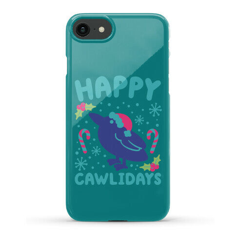 Happy Cawlidays Crow Holiday Parody Phone Case