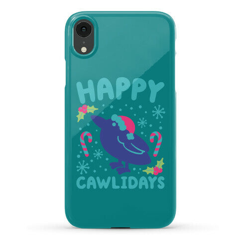 Happy Cawlidays Crow Holiday Parody Phone Case
