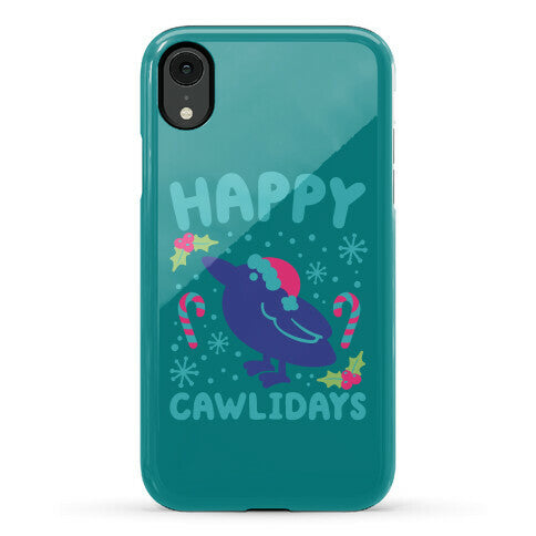 Happy Cawlidays Crow Holiday Parody Phone Case