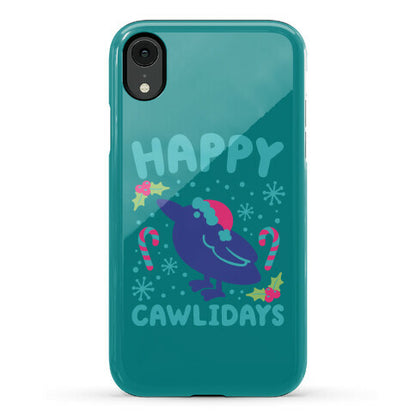 Happy Cawlidays Crow Holiday Parody Phone Case