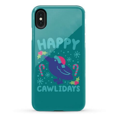 Happy Cawlidays Crow Holiday Parody Phone Case