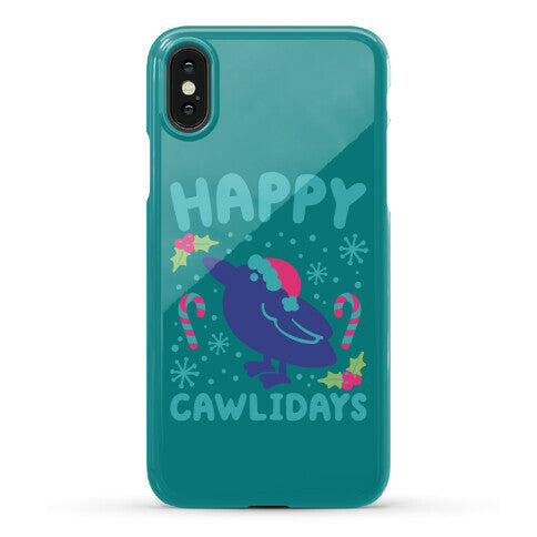 Happy Cawlidays Crow Holiday Parody Phone Case