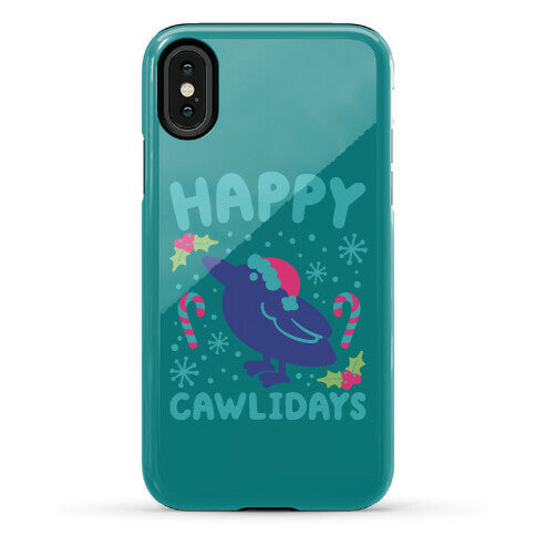 Happy Cawlidays Crow Holiday Parody Phone Case