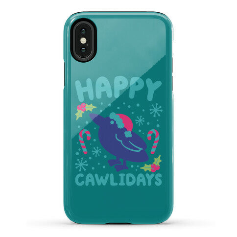Happy Cawlidays Crow Holiday Parody Phone Case
