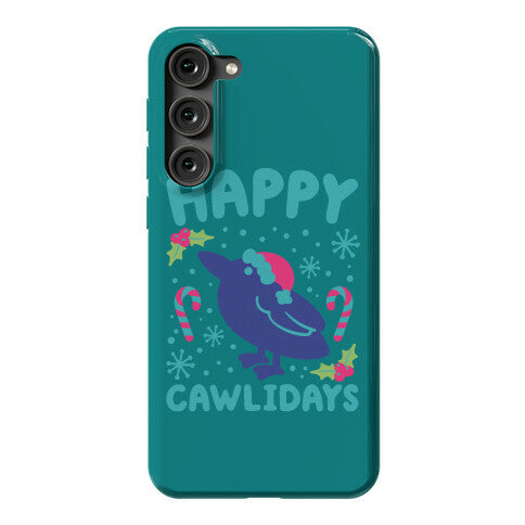 Happy Cawlidays Crow Holiday Parody Phone Case