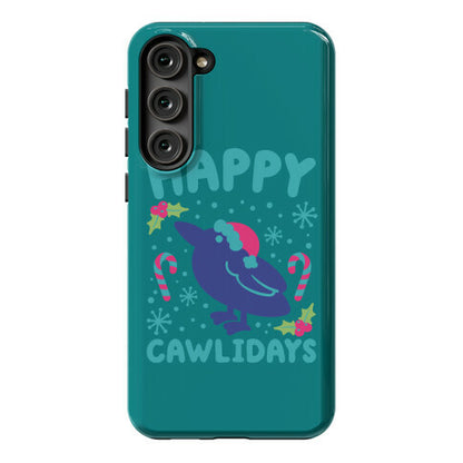 Happy Cawlidays Crow Holiday Parody Phone Case