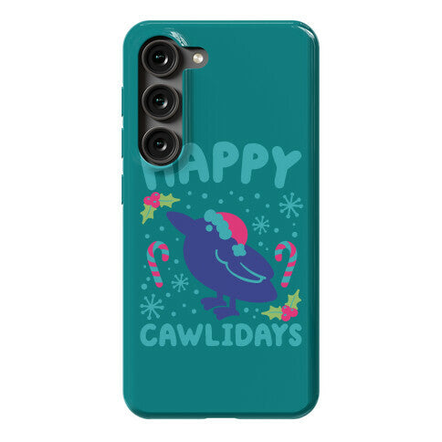 Happy Cawlidays Crow Holiday Parody Phone Case