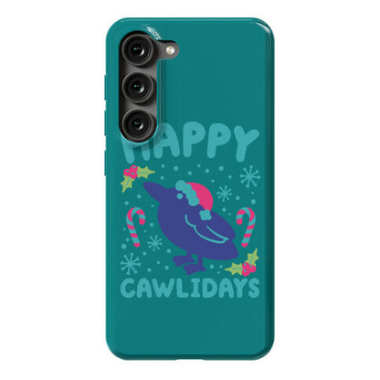 Happy Cawlidays Crow Holiday Parody Phone Case