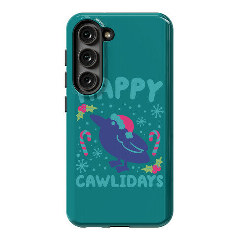 Happy Cawlidays Crow Holiday Parody Phone Case