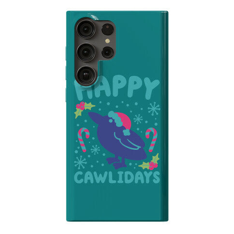 Happy Cawlidays Crow Holiday Parody Phone Case