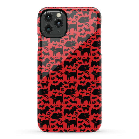 Bats Cats and Questions Pattern Phone Case