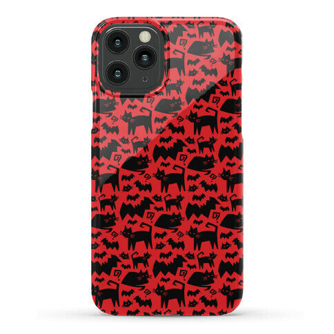 Bats Cats and Questions Pattern Phone Case