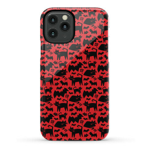 Bats Cats and Questions Pattern Phone Case