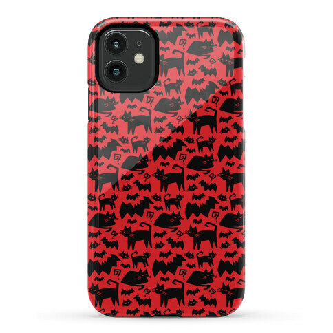 Bats Cats and Questions Pattern Phone Case