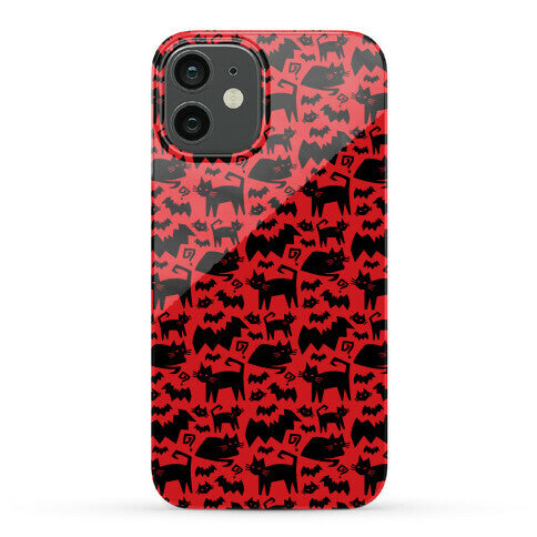 Bats Cats and Questions Pattern Phone Case