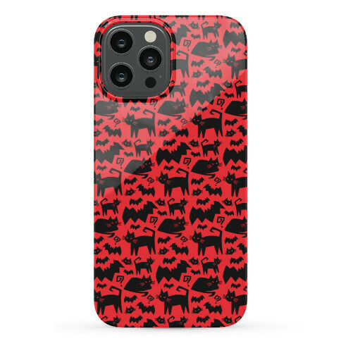 Bats Cats and Questions Pattern Phone Case