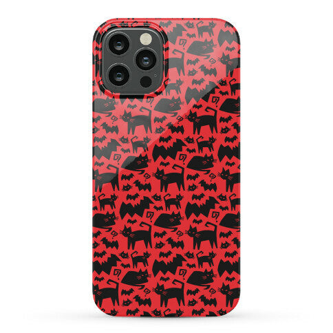 Bats Cats and Questions Pattern Phone Case