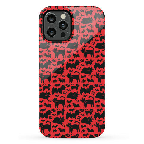 Bats Cats and Questions Pattern Phone Case