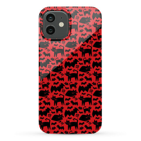 Bats Cats and Questions Pattern Phone Case