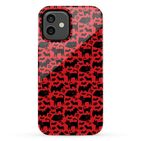 Bats Cats and Questions Pattern Phone Case