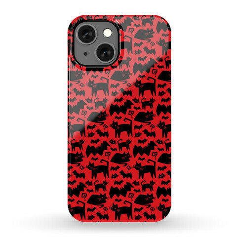 Bats Cats and Questions Pattern Phone Case