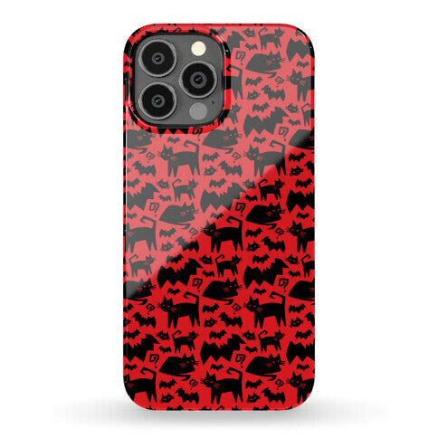 Bats Cats and Questions Pattern Phone Case