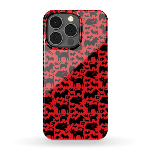 Bats Cats and Questions Pattern Phone Case