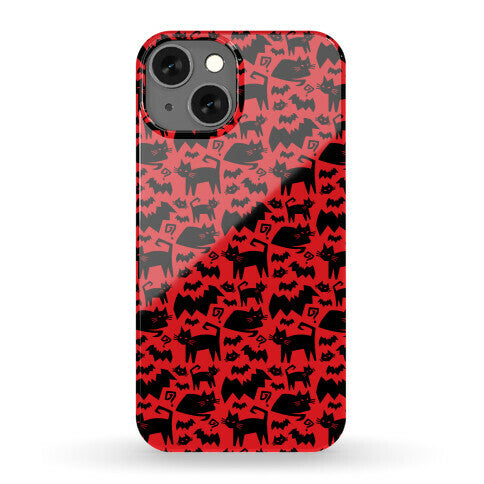Bats Cats and Questions Pattern Phone Case