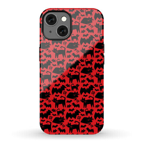 Bats Cats and Questions Pattern Phone Case