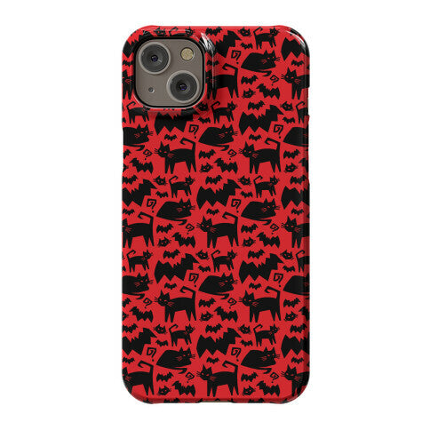 Bats Cats and Questions Pattern Phone Case