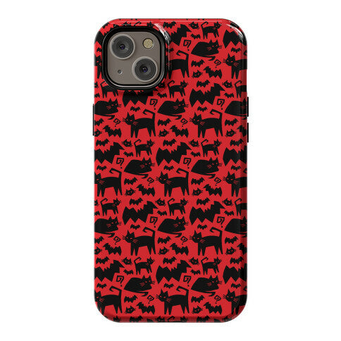 Bats Cats and Questions Pattern Phone Case