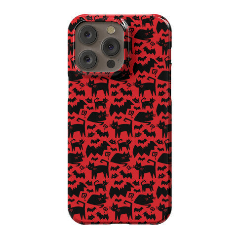 Bats Cats and Questions Pattern Phone Case