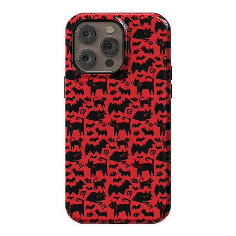 Bats Cats and Questions Pattern Phone Case