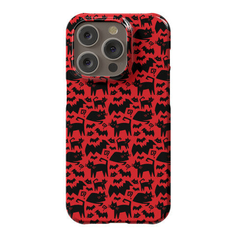 Bats Cats and Questions Pattern Phone Case