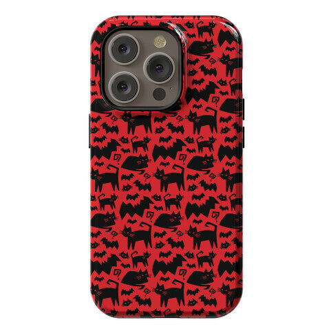 Bats Cats and Questions Pattern Phone Case