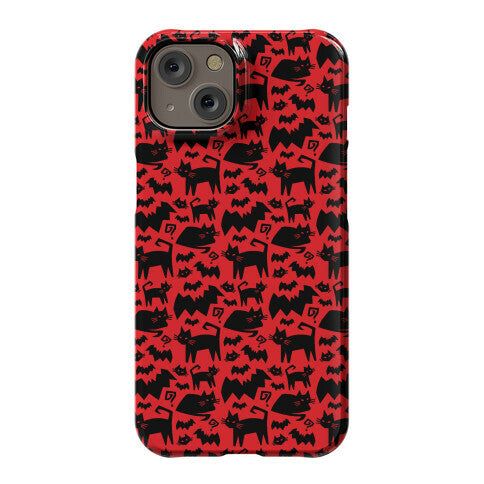 Bats Cats and Questions Pattern Phone Case