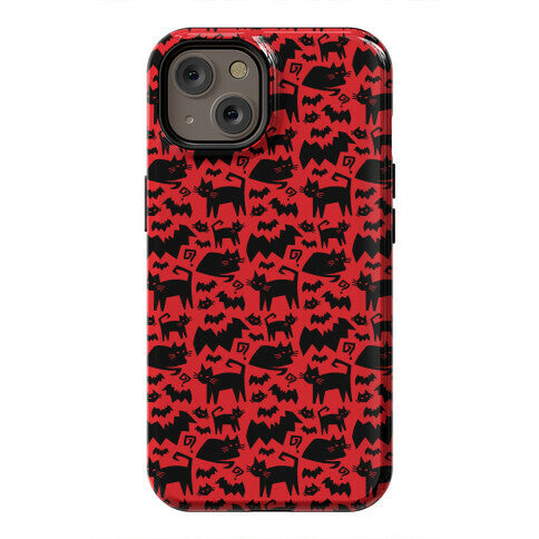 Bats Cats and Questions Pattern Phone Case