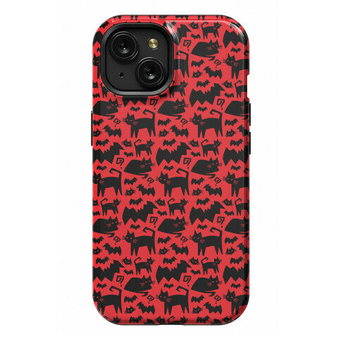 Bats Cats and Questions Pattern Phone Case