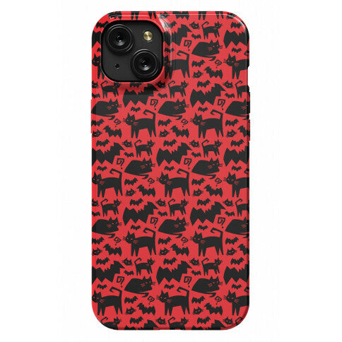 Bats Cats and Questions Pattern Phone Case