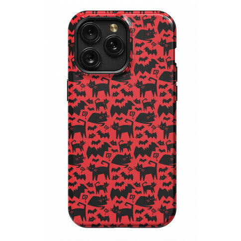 Bats Cats and Questions Pattern Phone Case