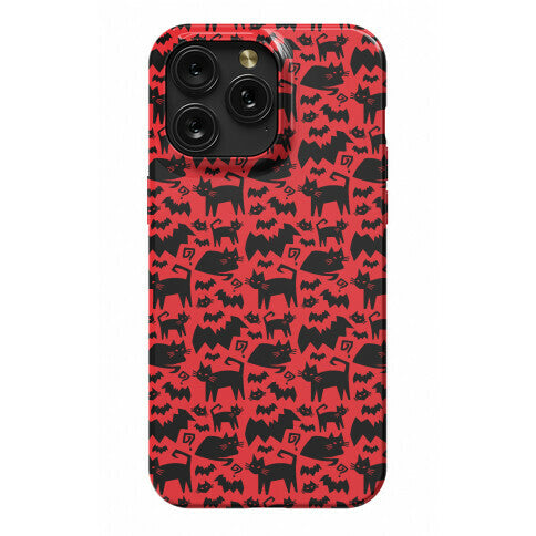 Bats Cats and Questions Pattern Phone Case