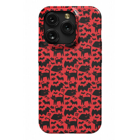 Bats Cats and Questions Pattern Phone Case