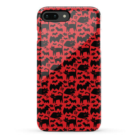 Bats Cats and Questions Pattern Phone Case