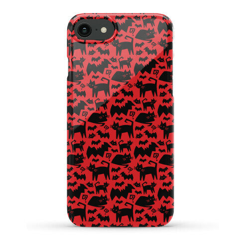 Bats Cats and Questions Pattern Phone Case