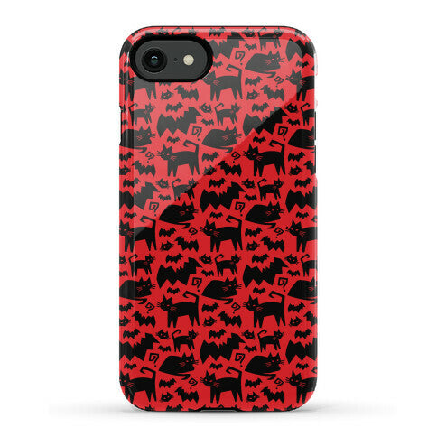 Bats Cats and Questions Pattern Phone Case