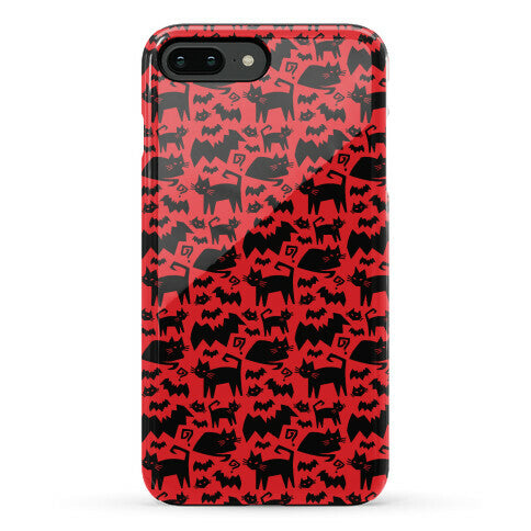 Bats Cats and Questions Pattern Phone Case