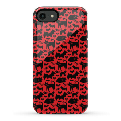 Bats Cats and Questions Pattern Phone Case